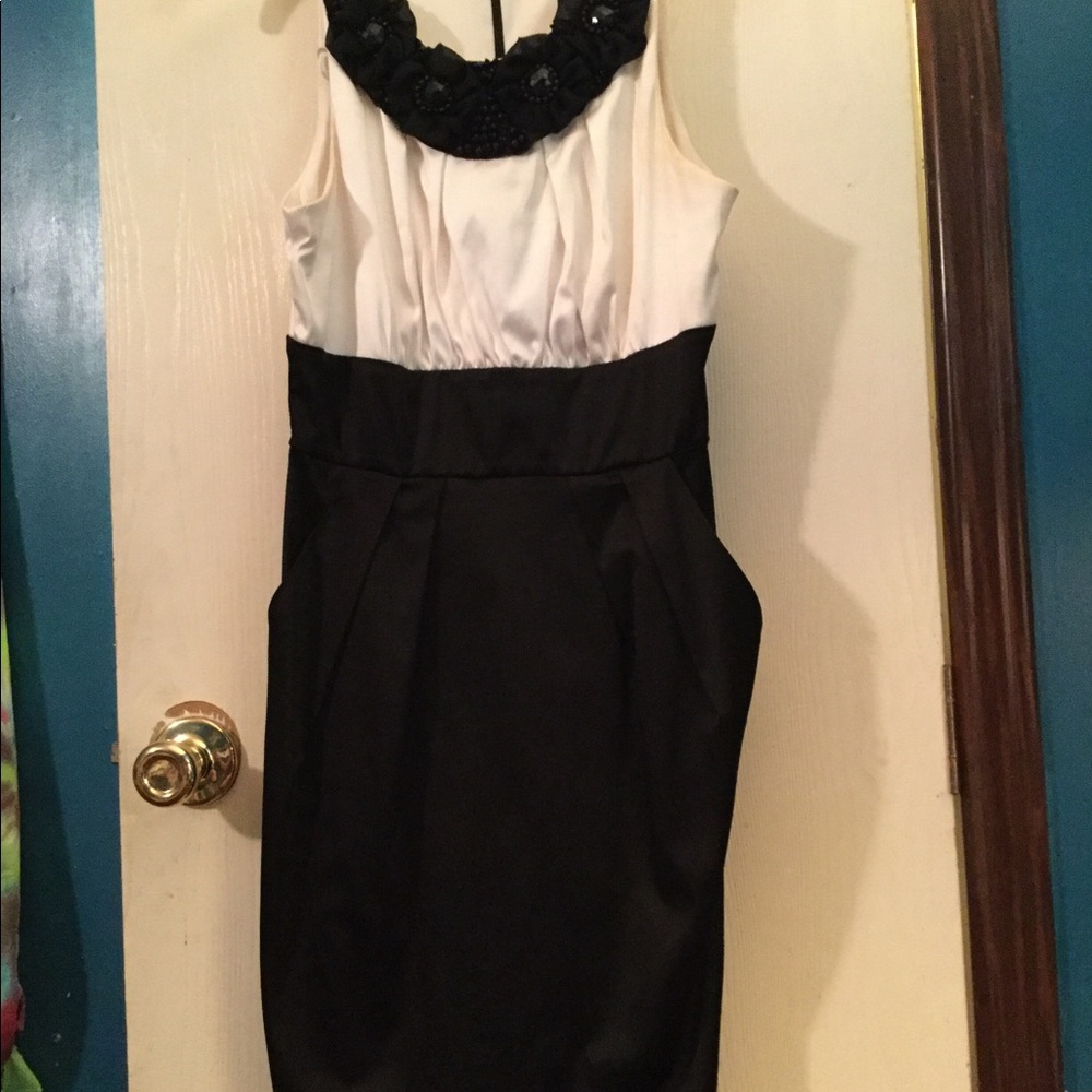Black and white dress.